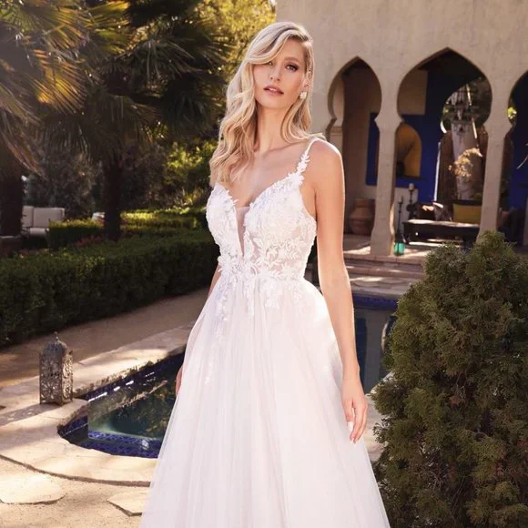 NEW LONG OFF THE SHOULDER SLEEVELESS WEDDING DRESS WITH ZIPPER BACK  CD CB072W - Picture 4 of 10